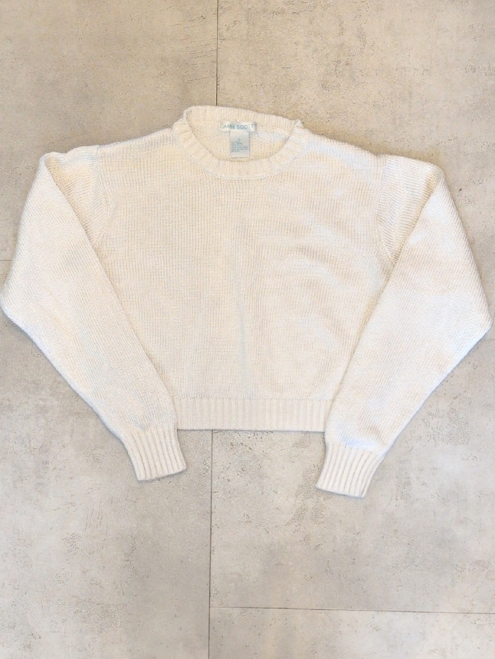 Jamie Scott Vintage 80s Women's Cropped Crewneck Sweater in Cream
